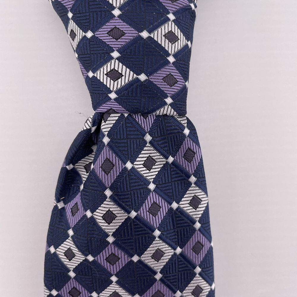 COVINGTON Men's Necktie Geometric Blue / Purple Hand Made‎ China Polyester 60"